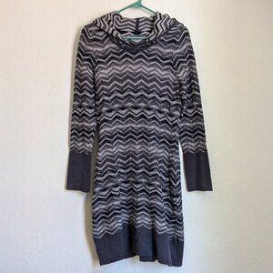 Prana Chevron Hooded Sweater Dress Gray S